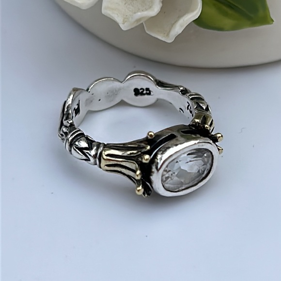 LAGOS Jewelry - Lagos Caviar Arcadian Sterling Silver 18K Yellow Gold Oval Gemstone Ring Size 7